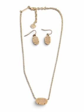 Kendra Scott Iridescent Drusy White Necklace Earrings Set